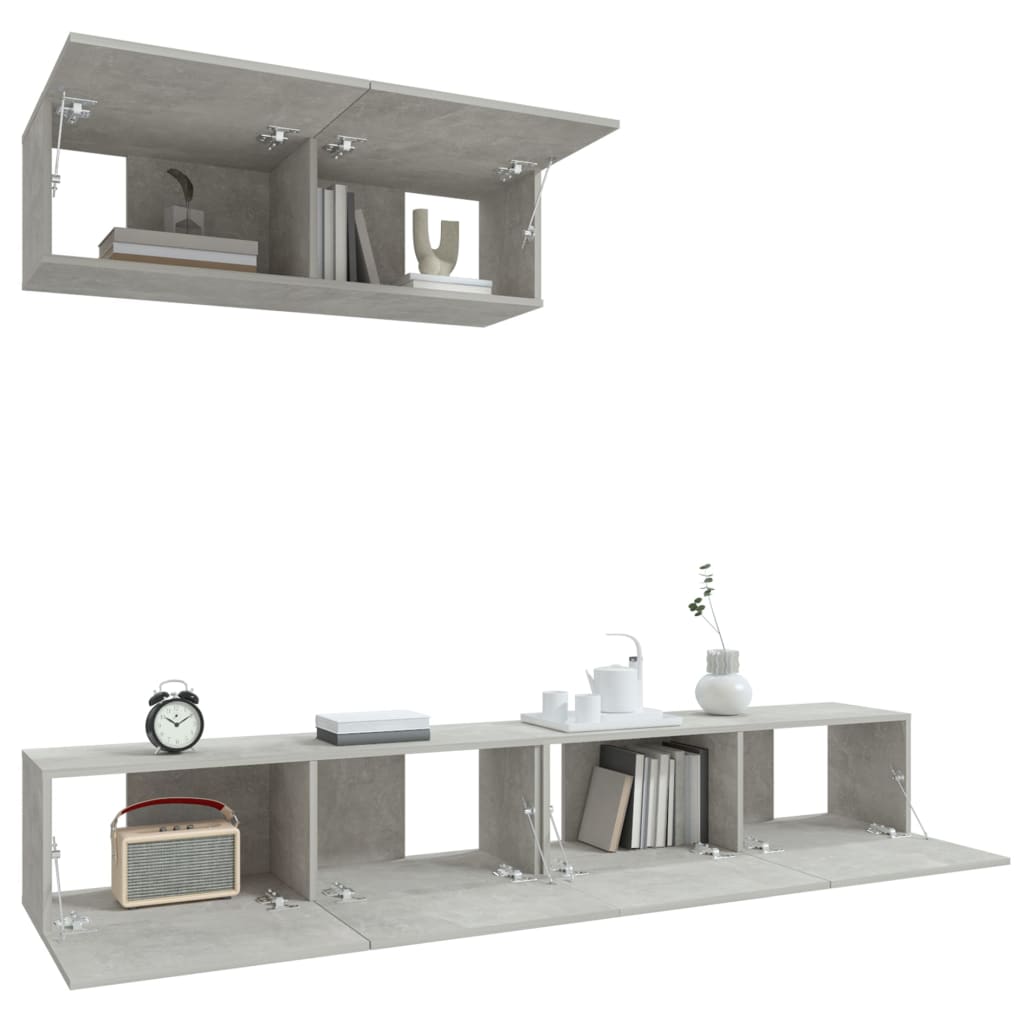 vidaXL Ensemble de meubles TV 3 pcs Gris béton Bois d'ingénierie - Image 4