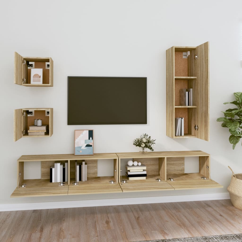 vidaXL Ensemble de meubles TV 5 pcs Chêne sonoma Bois d'ingénierie - Image 3
