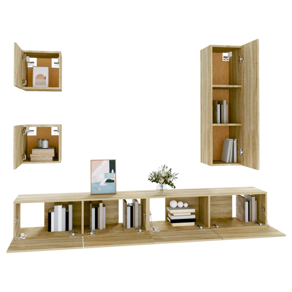 vidaXL Ensemble de meubles TV 5 pcs Chêne sonoma Bois d'ingénierie - Image 4