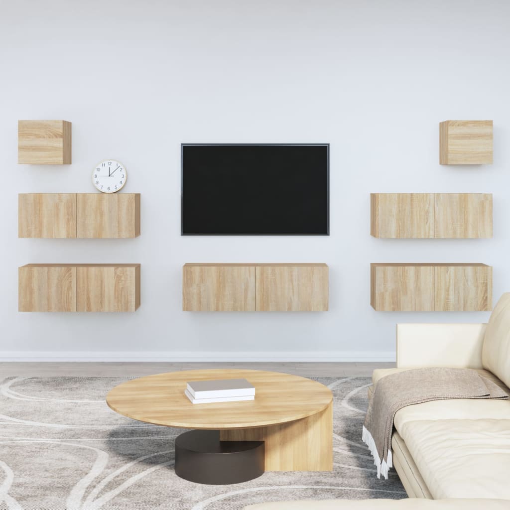 vidaXL Ensemble de meubles TV 7 pcs Chêne sonoma Bois d'ingénierie