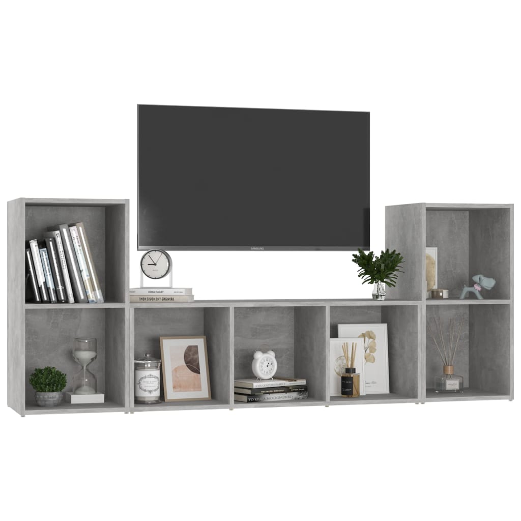 vidaXL Ensemble de meubles TV 3 pcs Gris béton Bois d'ingénierie - Image 3