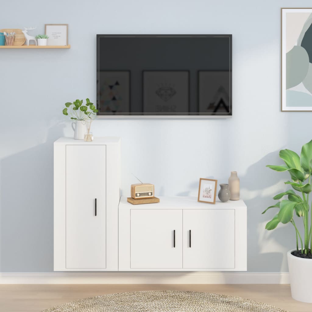 vidaXL Ensemble de meubles TV 2 pcs Blanc Bois d'ingénierie