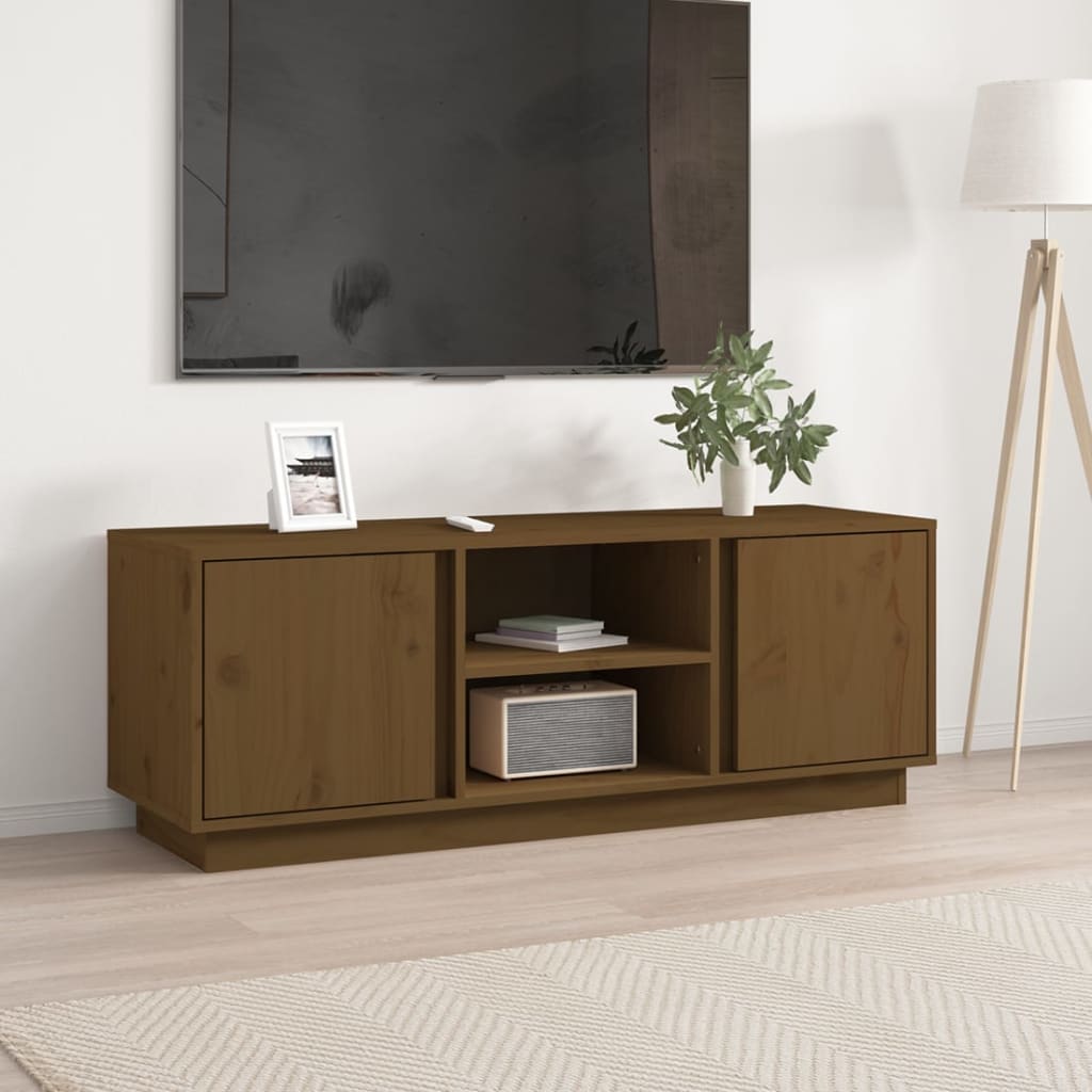 vidaXL Meuble TV Marron miel 110x35x40,5 cm Bois de pin massif