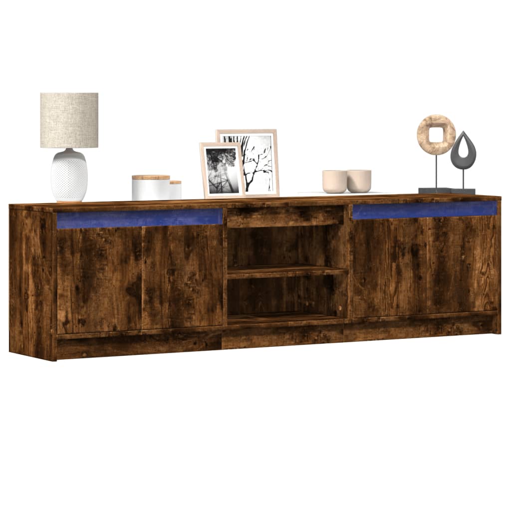 vidaXL Meuble TV avec LED chêne fumé 180x34x50 cm bois d'ingénierie