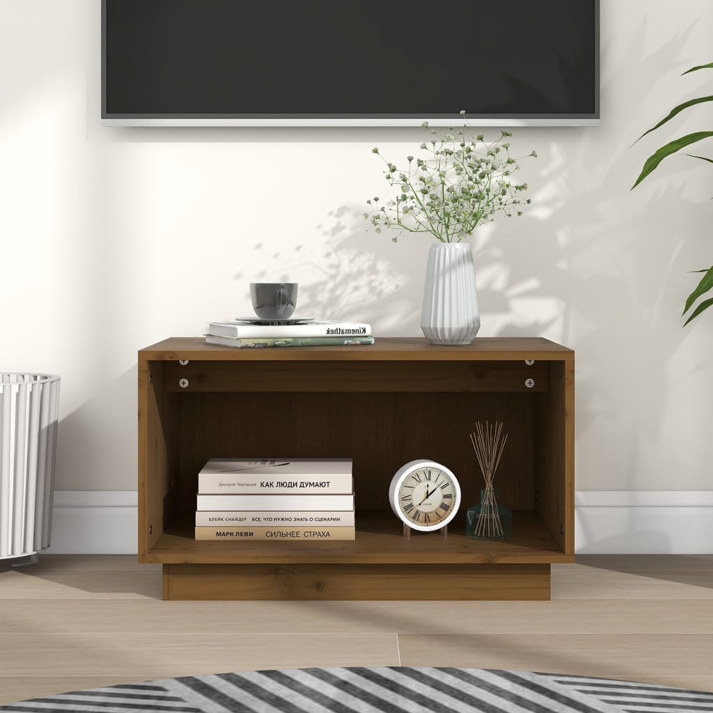 vidaXL Meuble TV Marron miel 60x35x35 cm Bois de pin massif