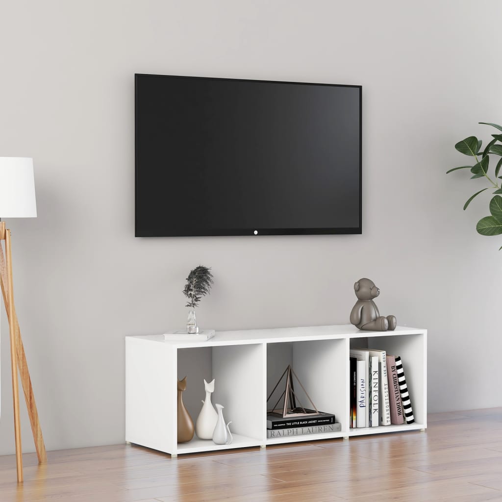 vidaXL Meuble TV Blanc 107x35x37 cm Bois d’ingénierie
