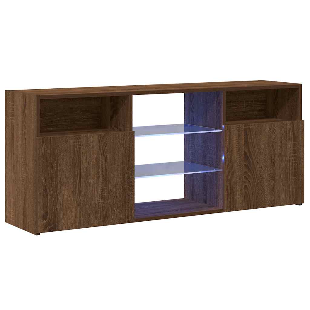 vidaXL Meuble TV avec lumières LED Chêne marron 120x30x50 cm - Image 3