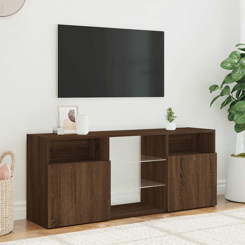 vidaXL Meuble TV avec lumières LED Chêne marron 120x30x50 cm - Image 4