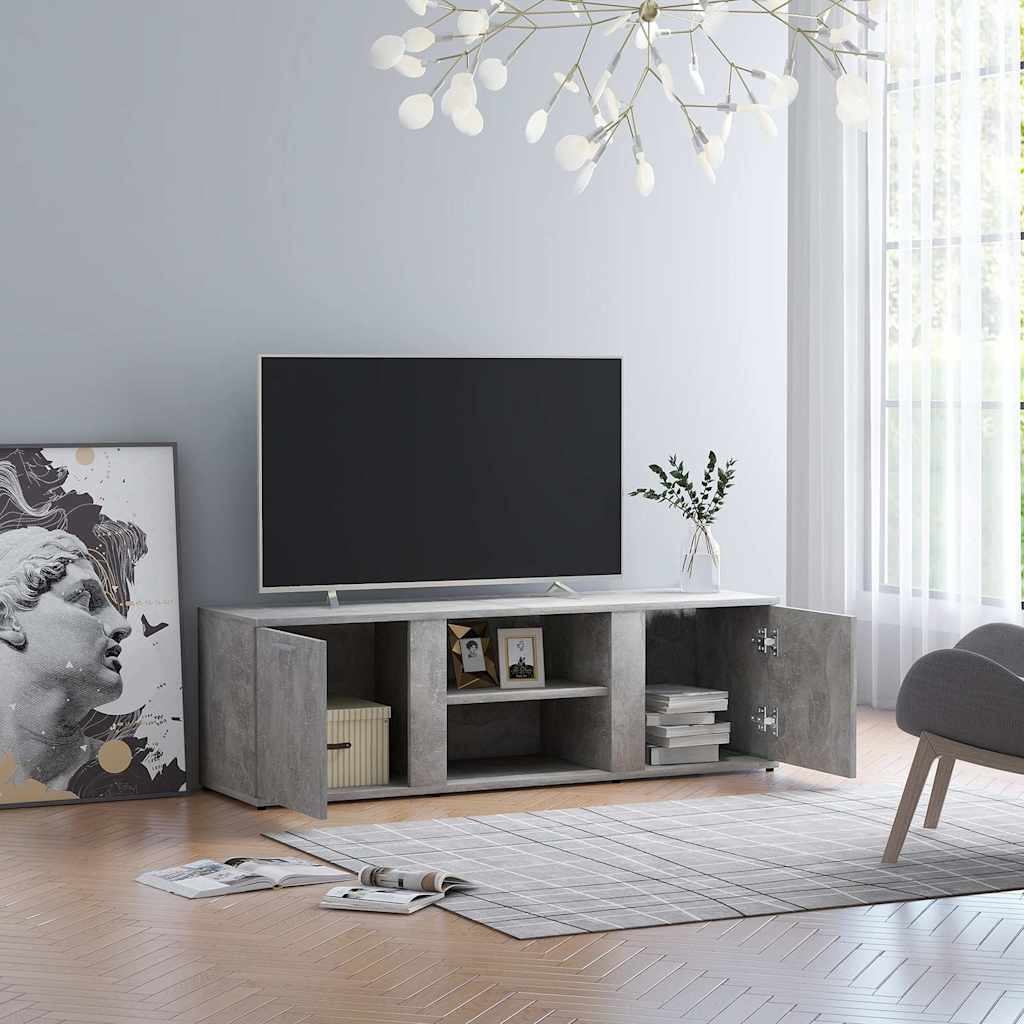vidaXL Meuble TV Gris béton 120x34x37 cm Bois d’ingénierie