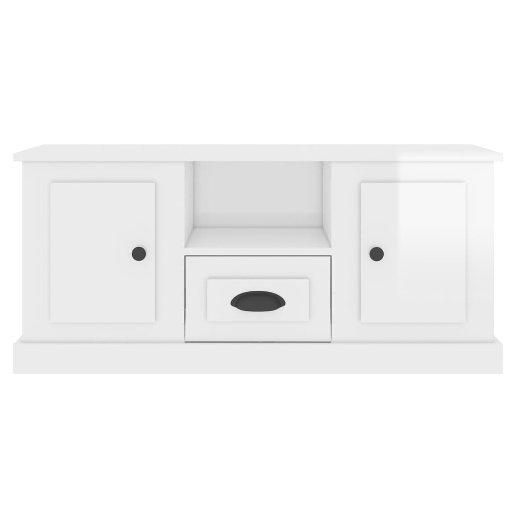 vidaXL Meuble TV blanc brillant 100x35,5x45 cm bois d'ingénierie - Image 6