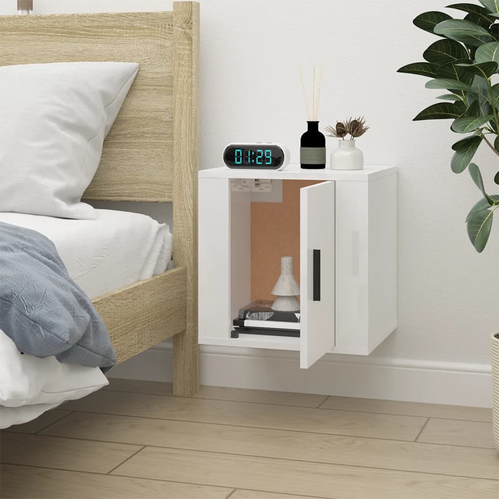 vidaXL Meuble TV mural Blanc brillant 40x34,5x40 cm - Image 4
