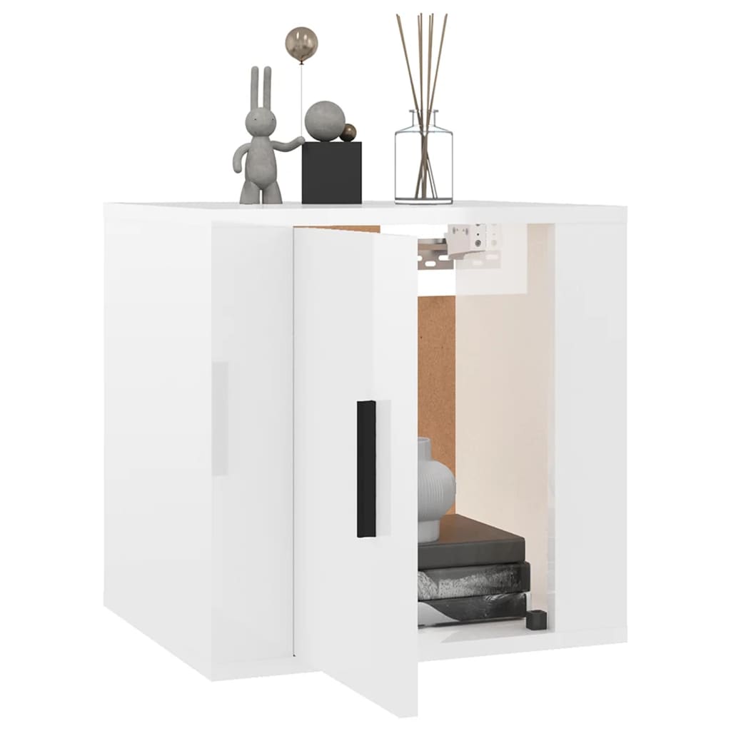 vidaXL Meuble TV mural Blanc brillant 40x34,5x40 cm - Image 3