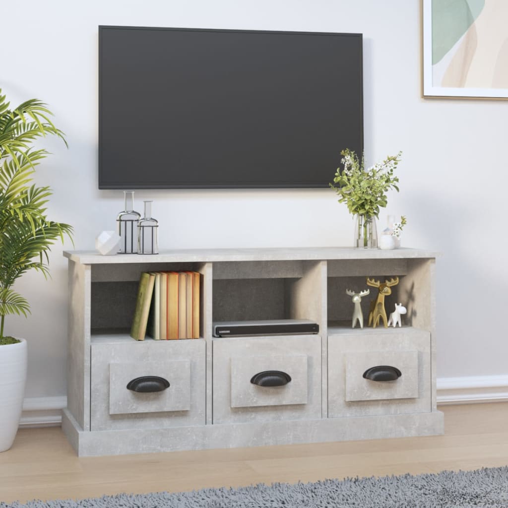 vidaXL Meuble TV gris béton 100x35x50 cm bois d'ingénierie