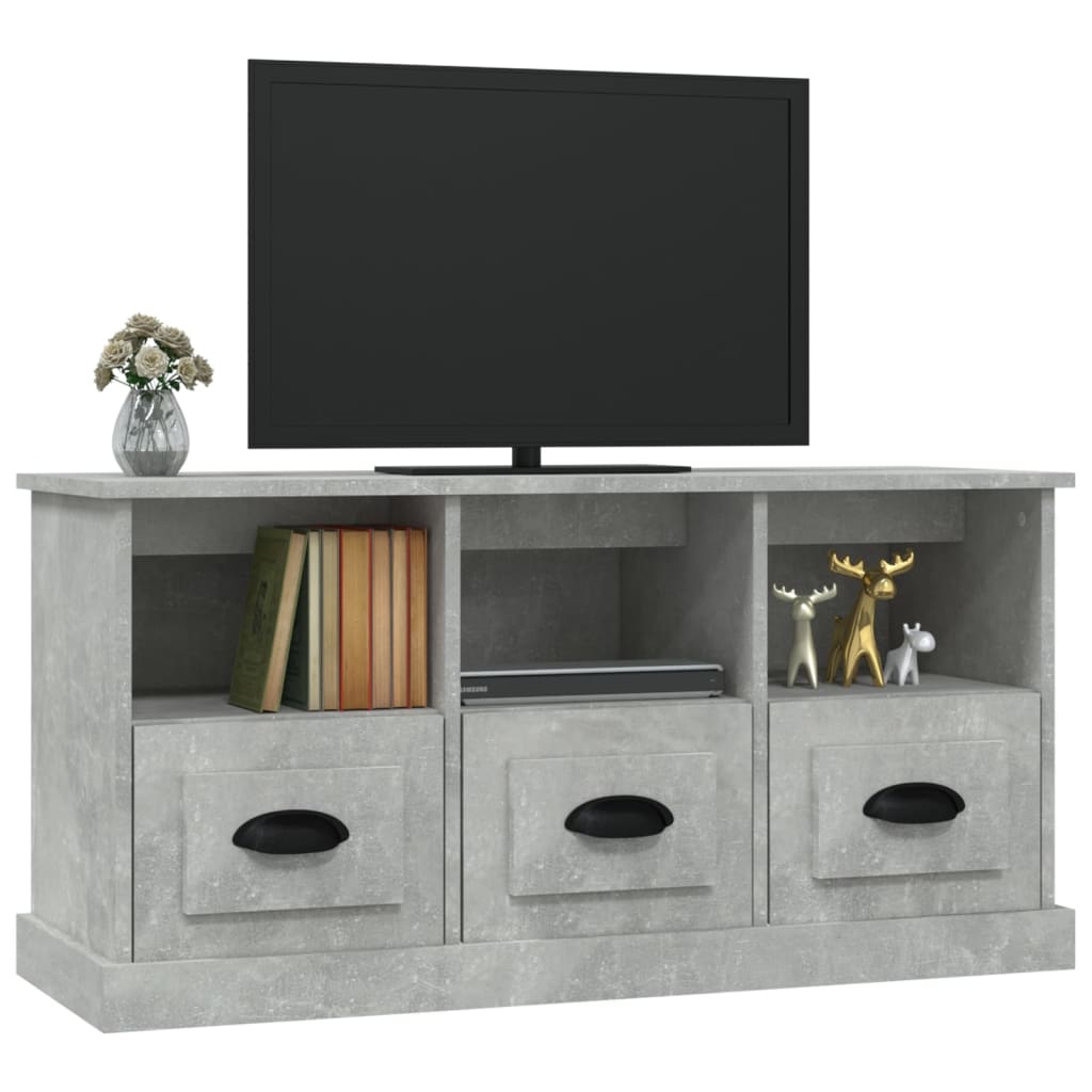 vidaXL Meuble TV gris béton 100x35x50 cm bois d'ingénierie - Image 4