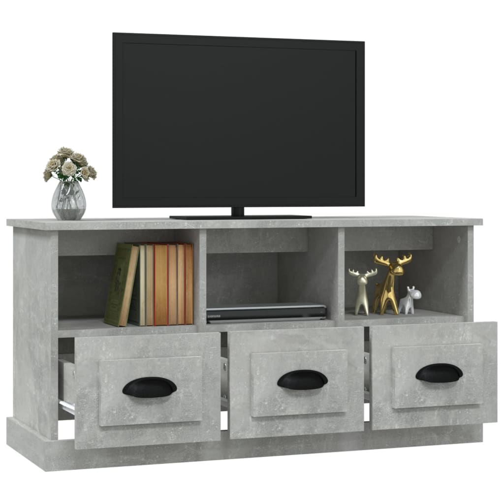 vidaXL Meuble TV gris béton 100x35x50 cm bois d'ingénierie - Image 5