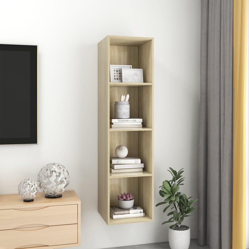 vidaXL Meuble TV mural Chêne sonoma 37x37x142,5 cm Bois d’ingénierie - Image 6