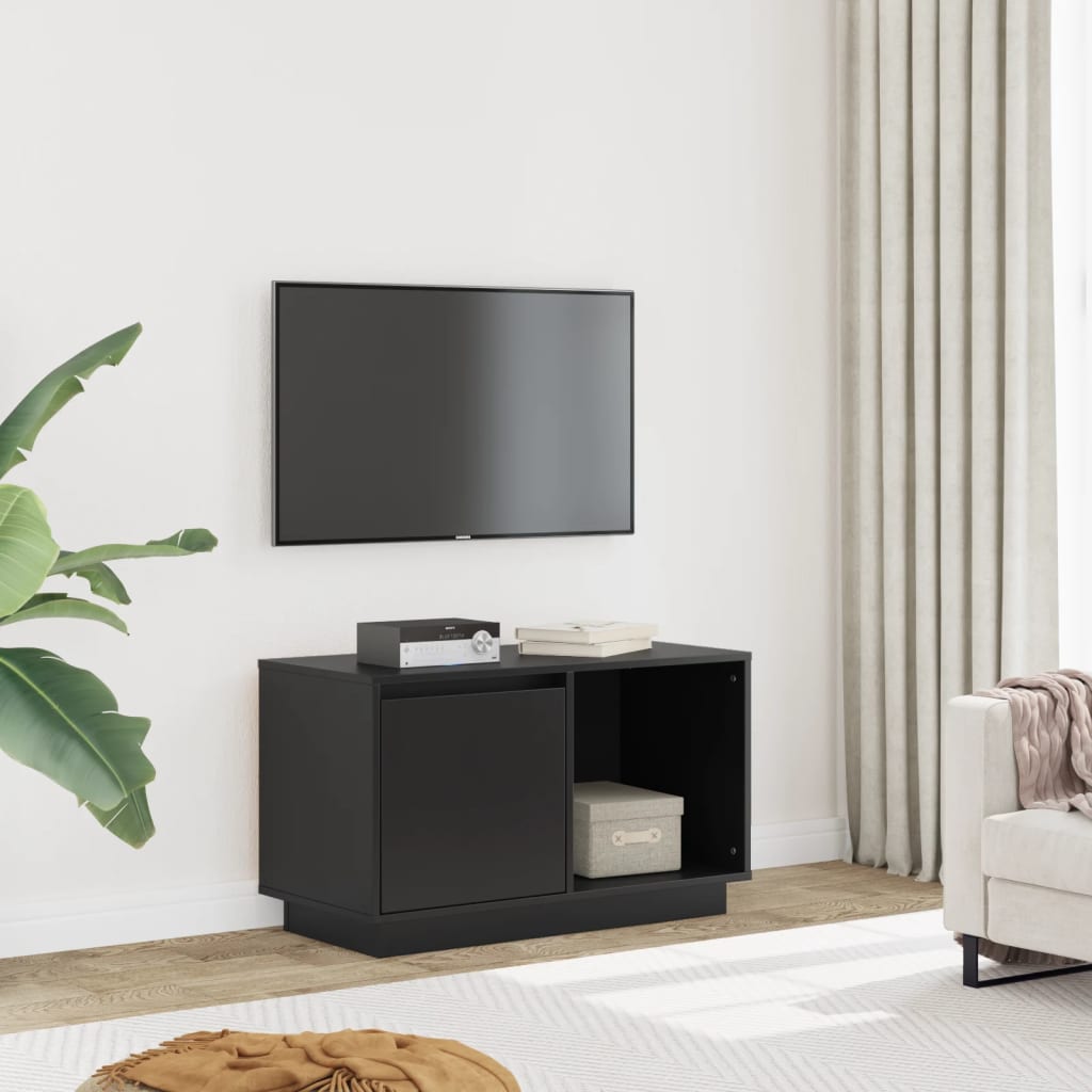vidaXL Meuble TV Noir 74x35x44 cm Bois de pin massif