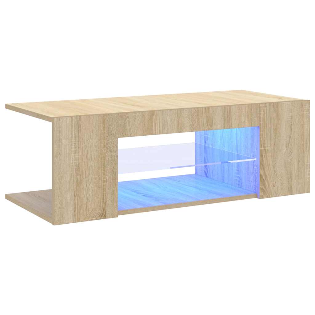 vidaXL Meuble TV avec lumières LED chêne sonoma 90x39x30 cm - Image 5