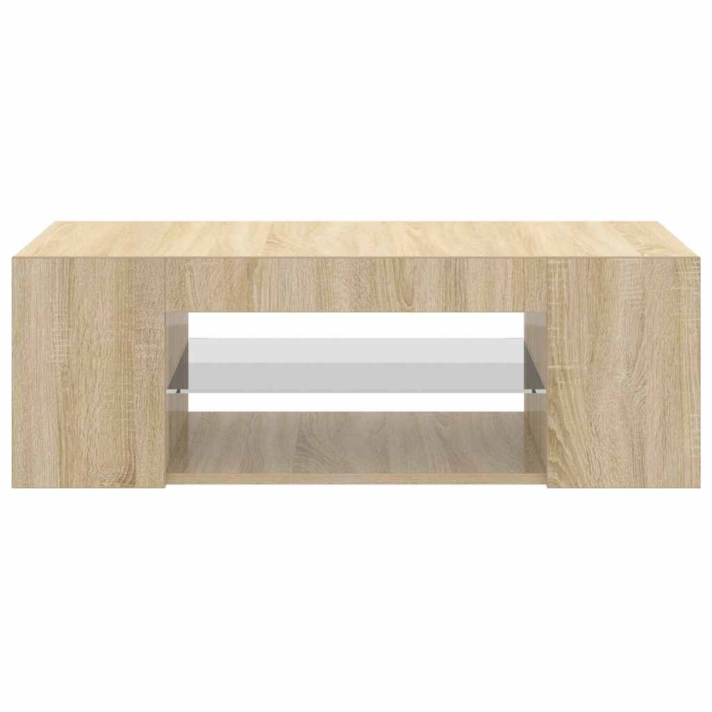 vidaXL Meuble TV avec lumières LED chêne sonoma 90x39x30 cm - Image 4