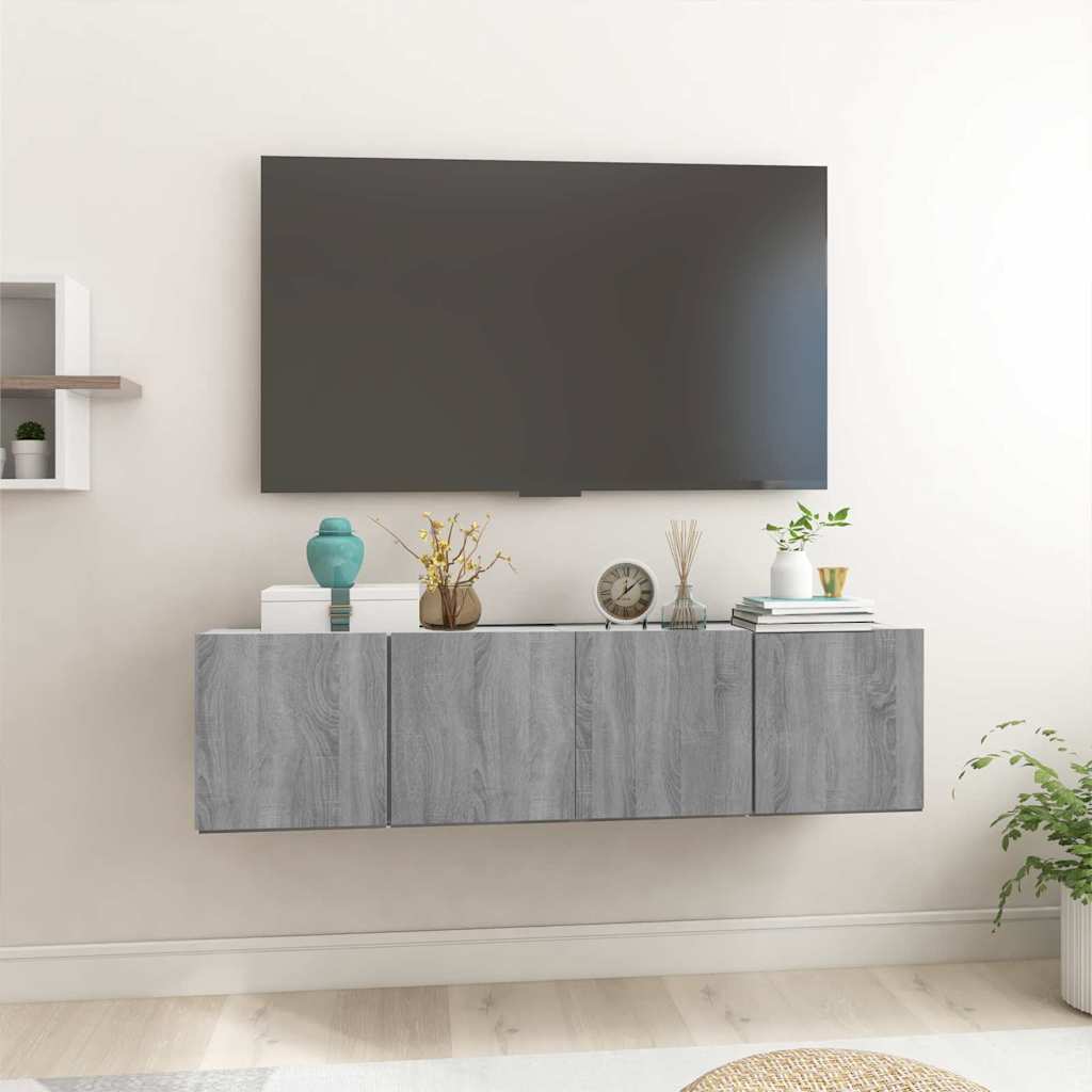 vidaXL Ensemble meuble TV 2 pcs Gris 60 x 30 x 30 cm Bois d'ingénierie