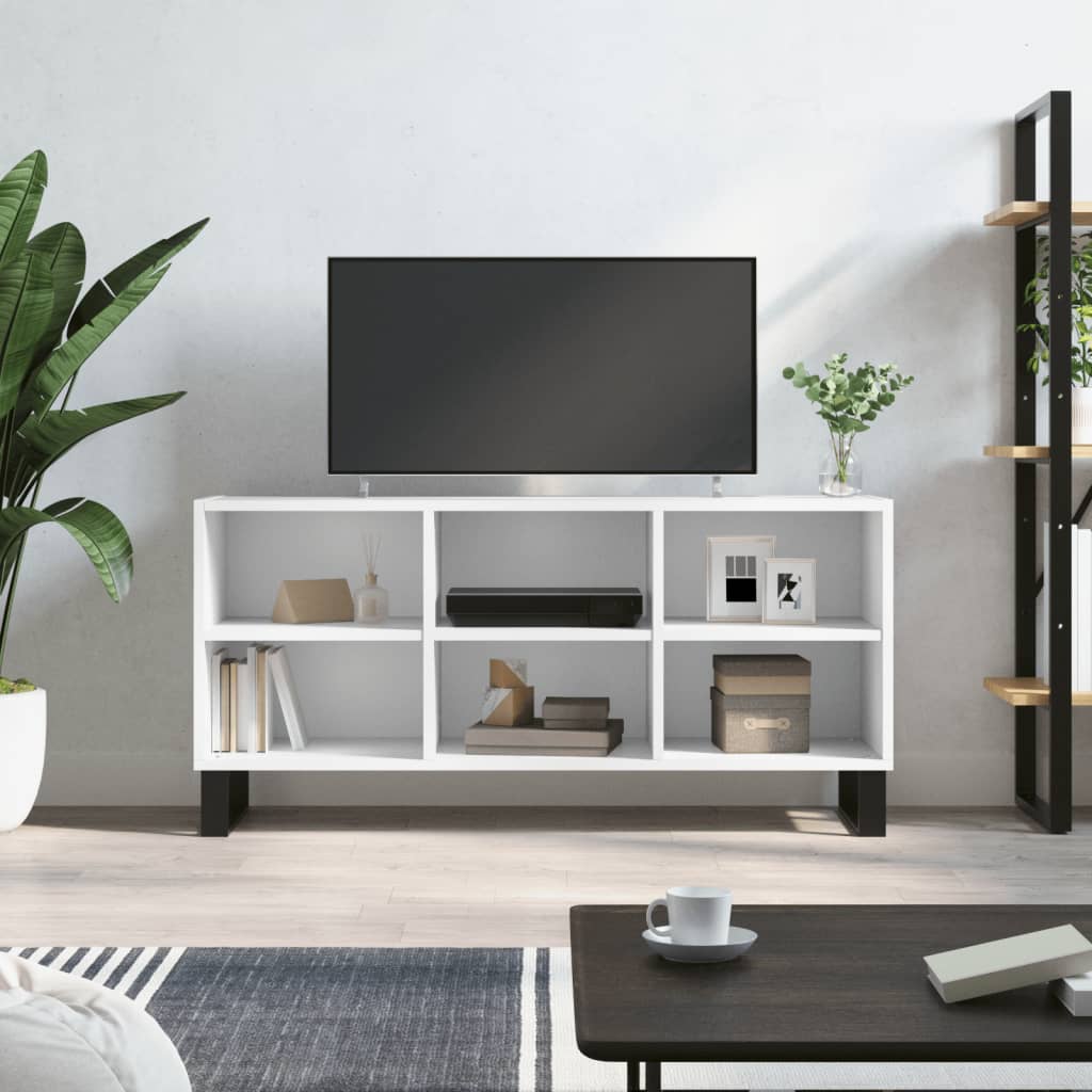 vidaXL Meuble TV blanc 103,5x30x50 cm bois d'ingénierie