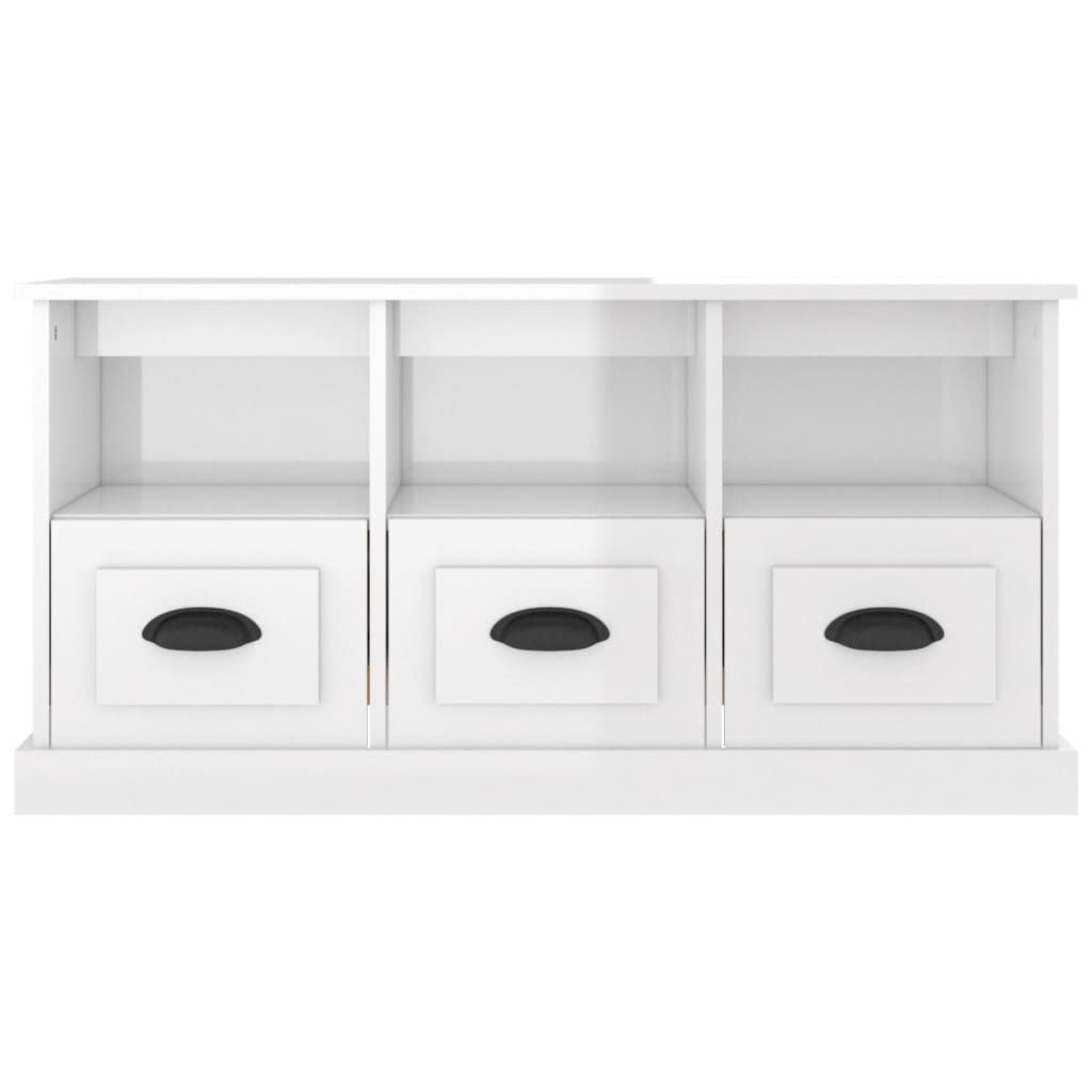 vidaXL Meuble TV blanc brillant 100x35x50 cm bois d'ingénierie - Image 6