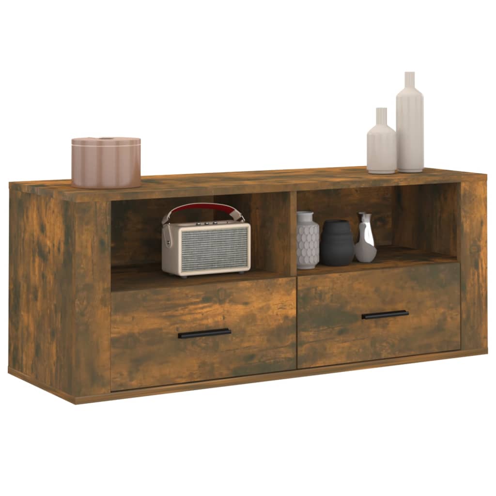 vidaXL Meuble TV Chêne fumé 100x35x40 cm Bois d'ingénierie - Image 4