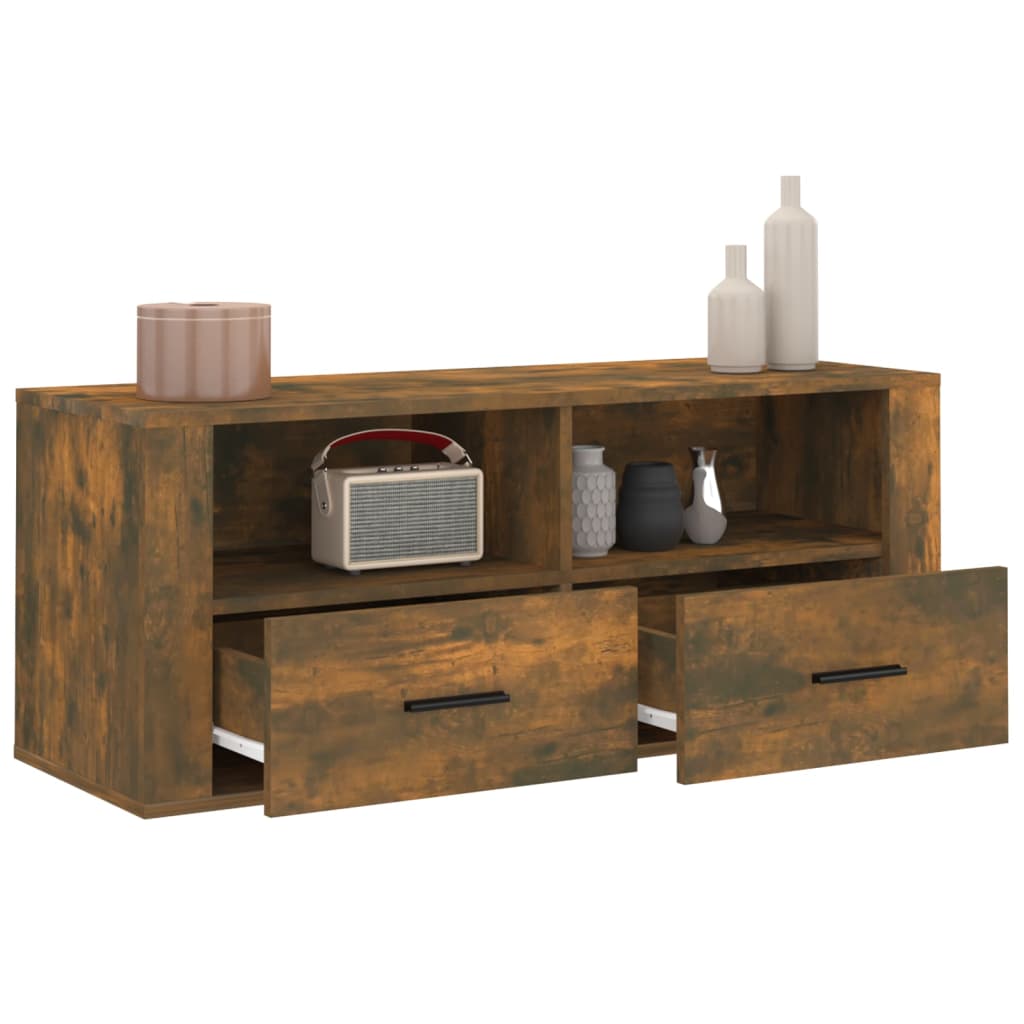 vidaXL Meuble TV Chêne fumé 100x35x40 cm Bois d'ingénierie - Image 5