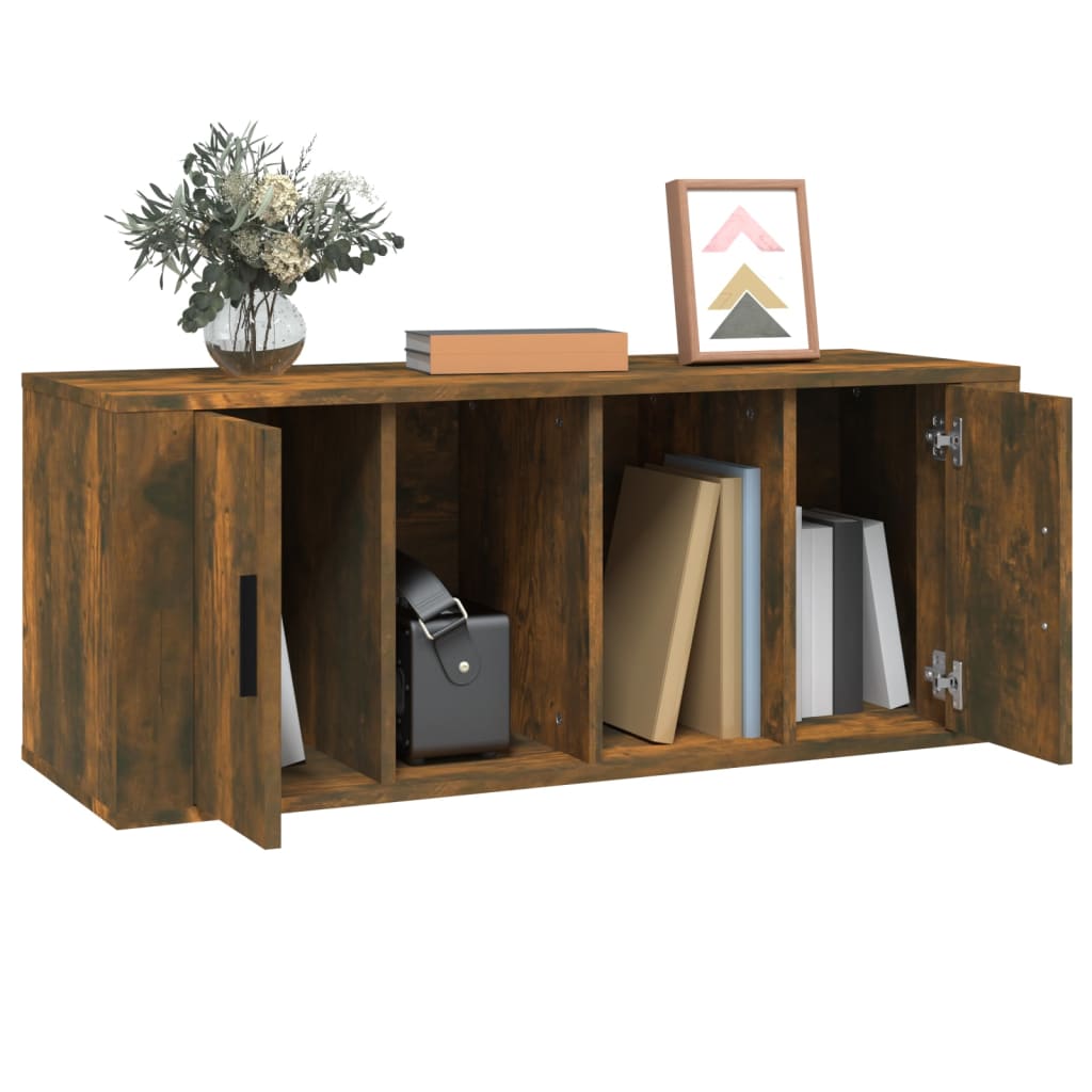 vidaXL Meuble TV Chêne fumé 100x35x40 cm Bois d'ingénierie - Image 4