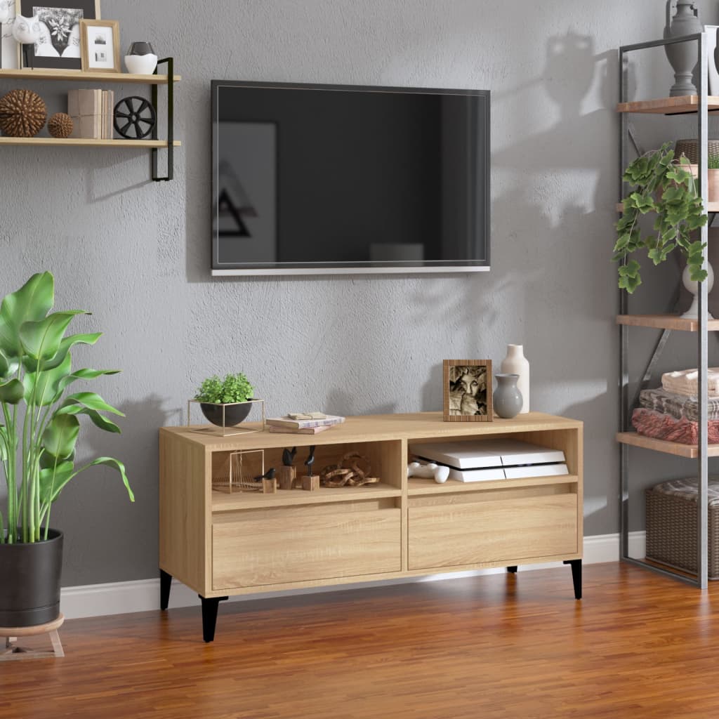 vidaXL Meuble TV chêne sonoma 100x34,5x44,5 cm bois d'ingénierie