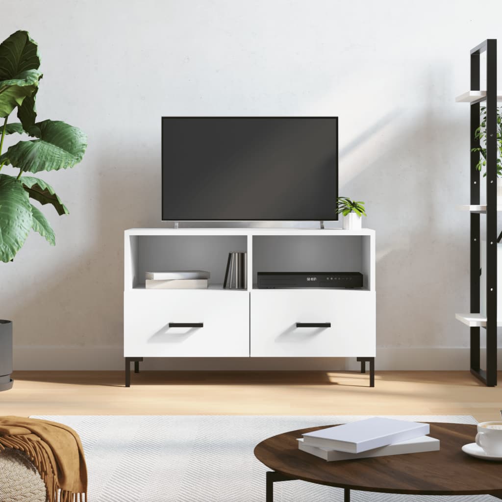 vidaXL Meuble TV Blanc 80x36x50 cm Bois d'ingénierie