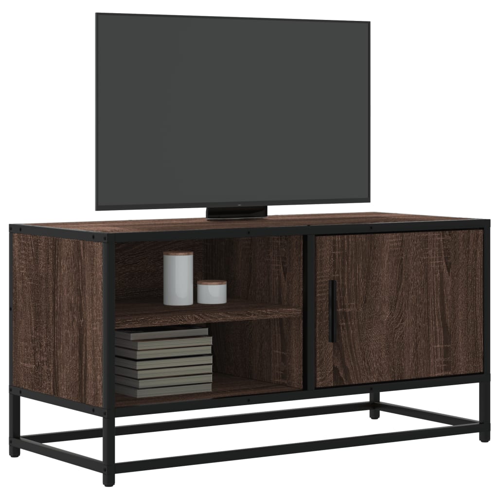 vidaXL Meuble TV chêne marron 80x34,5x40 cm bois d'ingénierie et métal