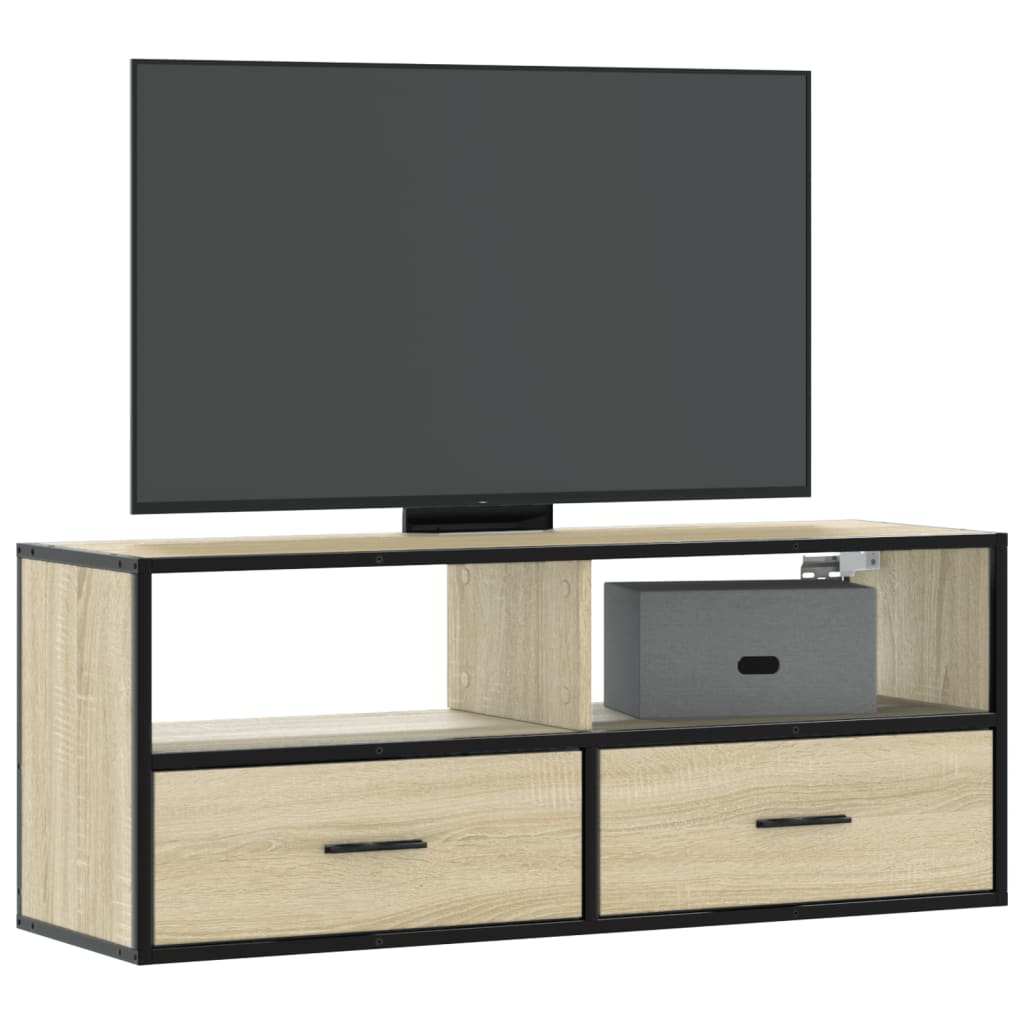 vidaXL Meuble TV chêne sonoma 100x31x39,5cm bois d'ingénierie et métal