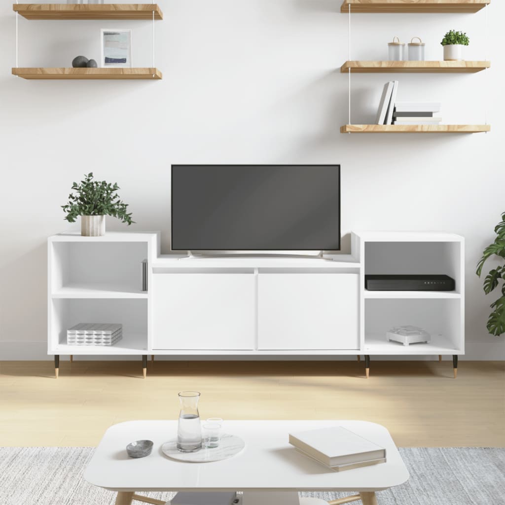 vidaXL Meuble TV Blanc 160x35x55 cm Bois d'ingénierie