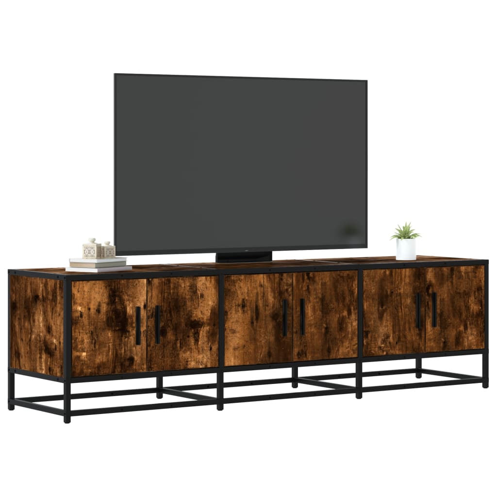vidaXL Meuble TV chêne fumé 150x35x41 cm bois d'ingénierie et métal