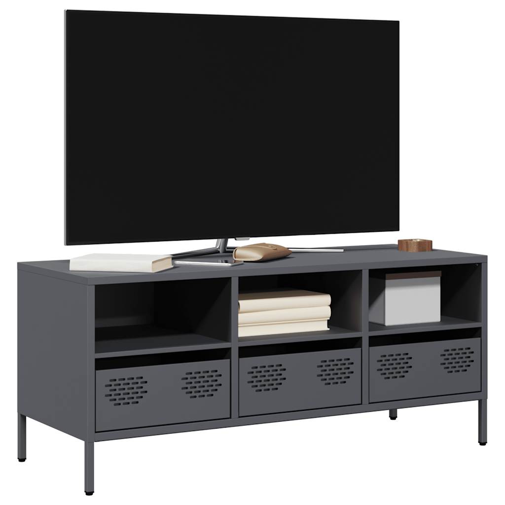 vidaXL Meuble TV anthracite 101,5x39x43,5 cm acier laminé à froid