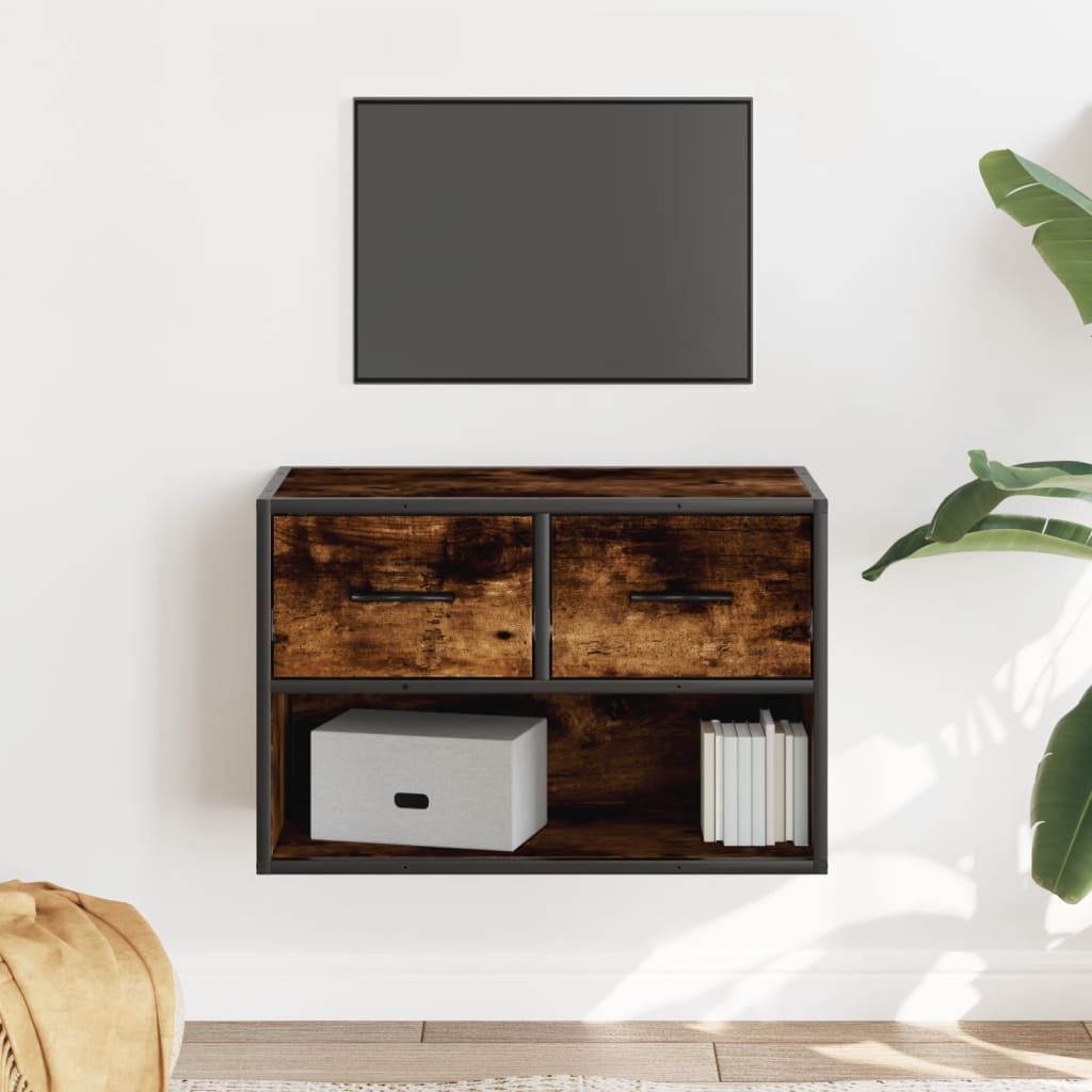 vidaXL Meuble TV chêne fumé 60x31x39,5 cm bois d'ingénierie et métal