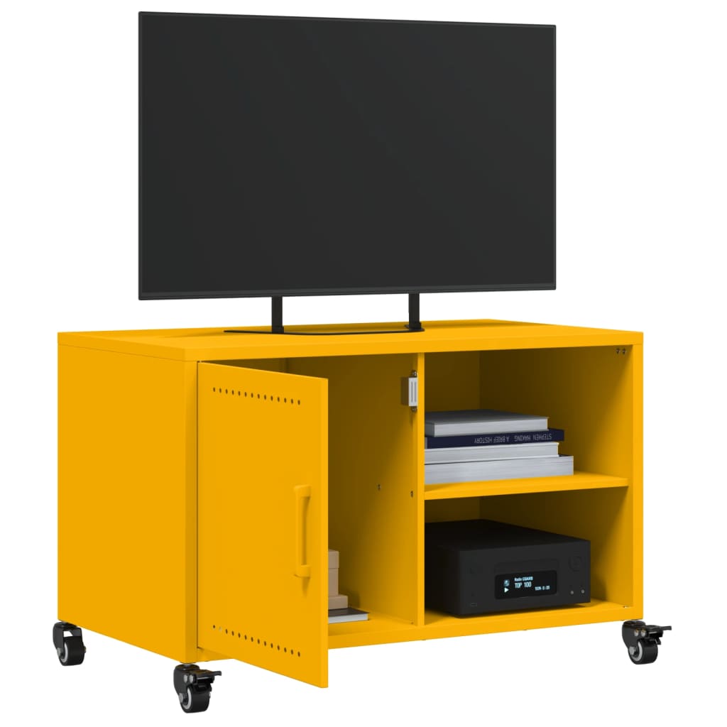 vidaXL Meuble TV jaune moutarde 68x39x43,5 cm acier - Image 5