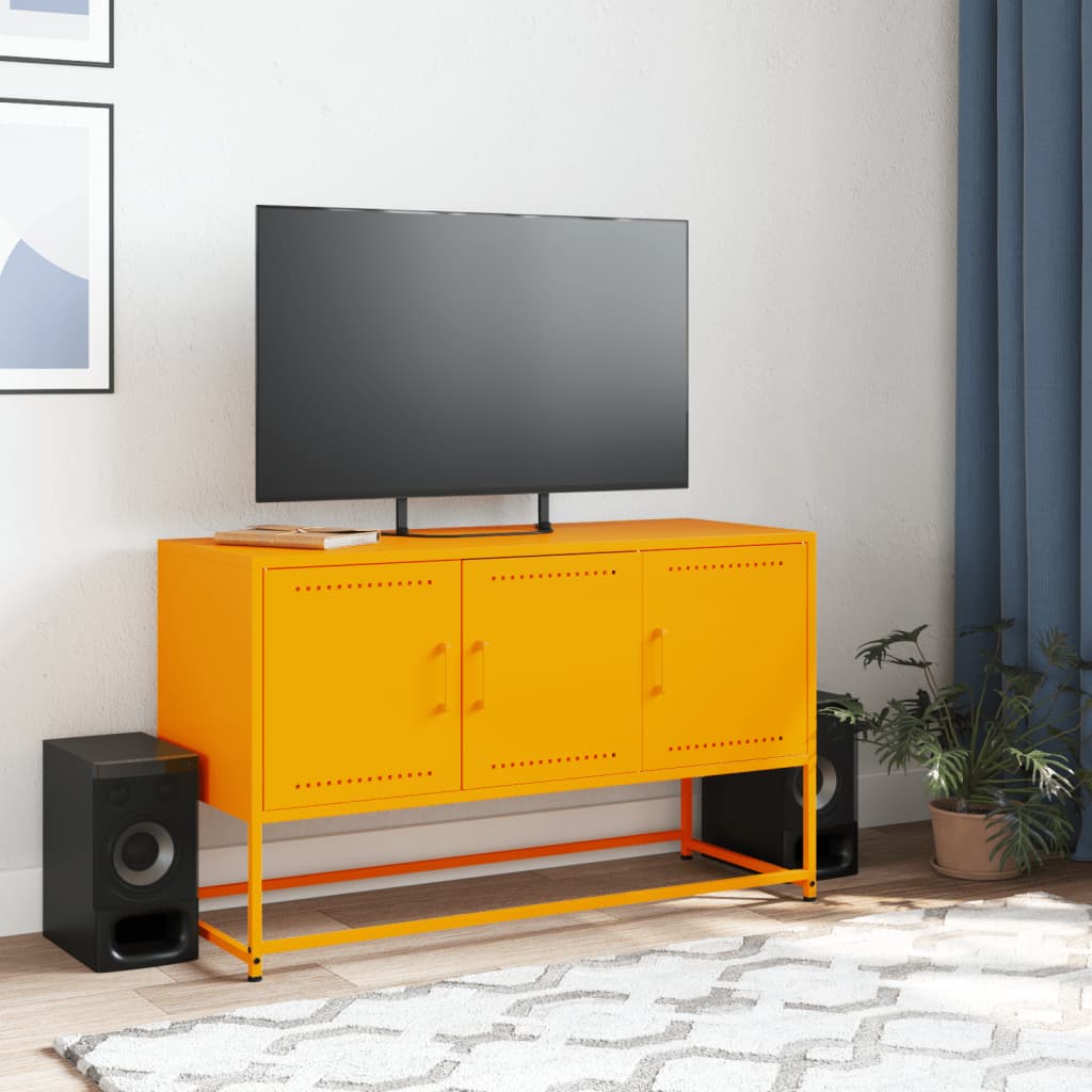 vidaXL Meuble TV jaune moutarde 100,5x39x60,5 cm acier - Image 3