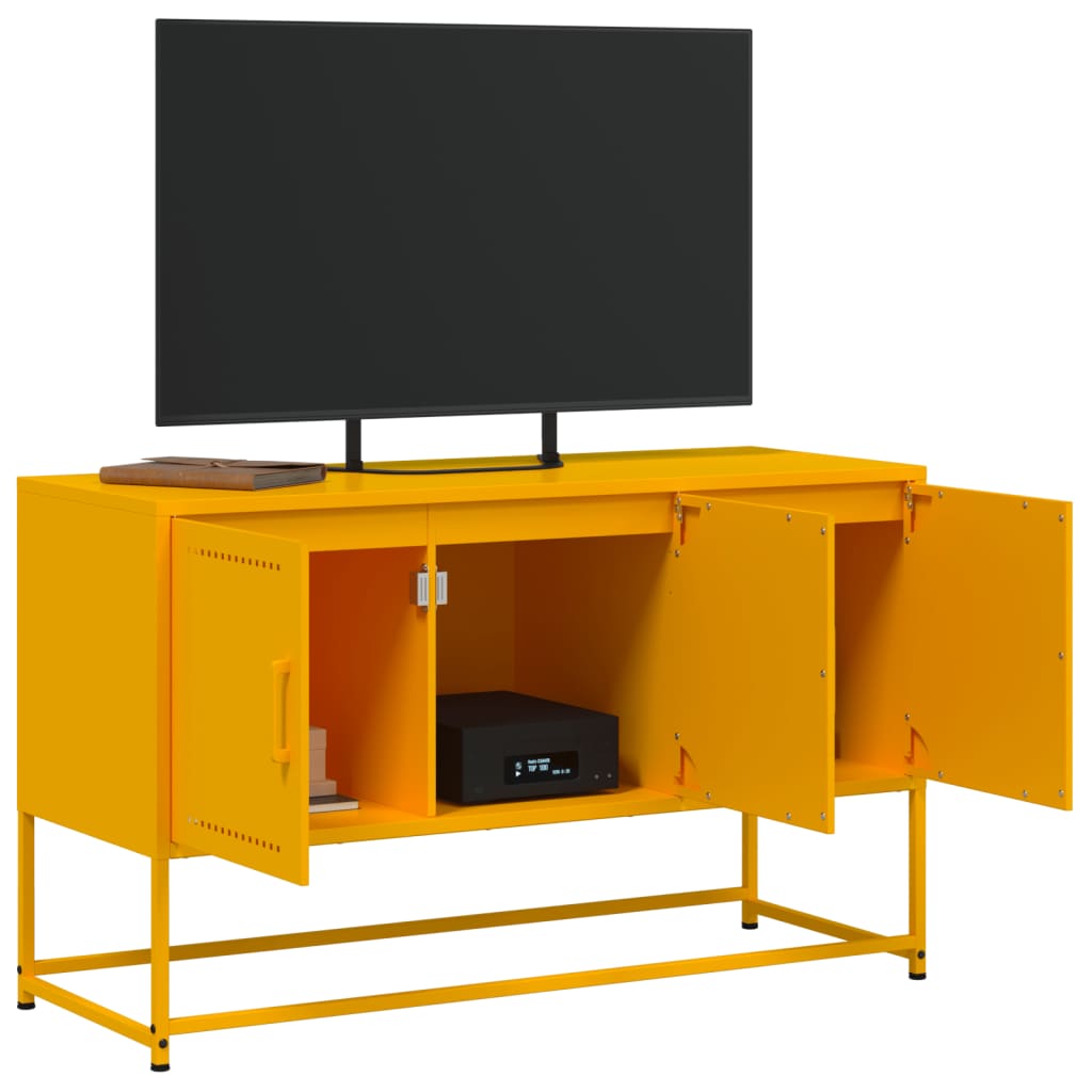 vidaXL Meuble TV jaune moutarde 100,5x39x60,5 cm acier - Image 5