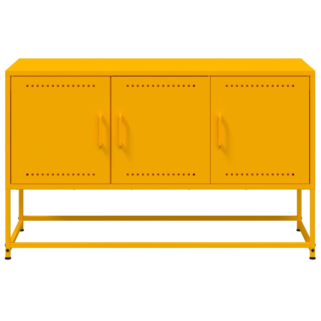 vidaXL Meuble TV jaune moutarde 100,5x39x60,5 cm acier - Image 6