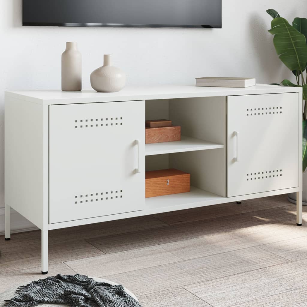vidaXL Meuble TV blanc 100,5x39x50,5 cm acier