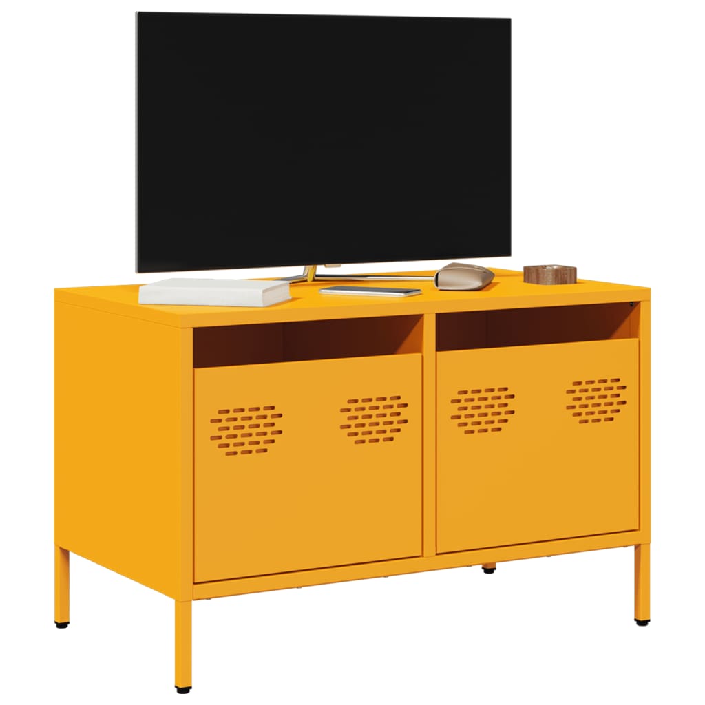 vidaXL Meuble TV jaune moutarde 68x39x43,5 cm acier laminé à froid