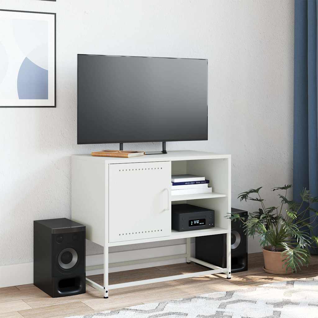 vidaXL Meuble TV blanc 68x39x60,5 cm acier - Image 3