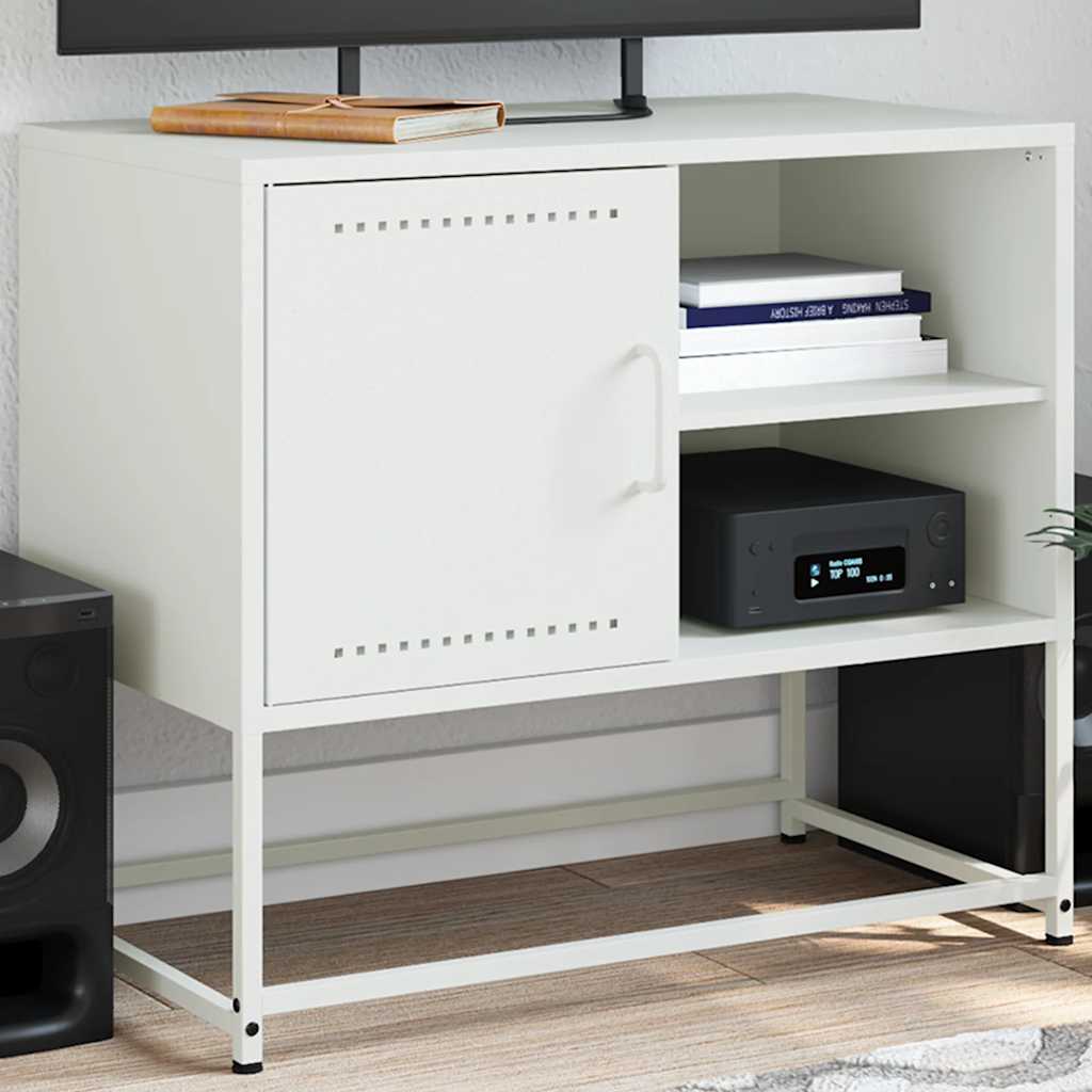 vidaXL Meuble TV blanc 68x39x60,5 cm acier