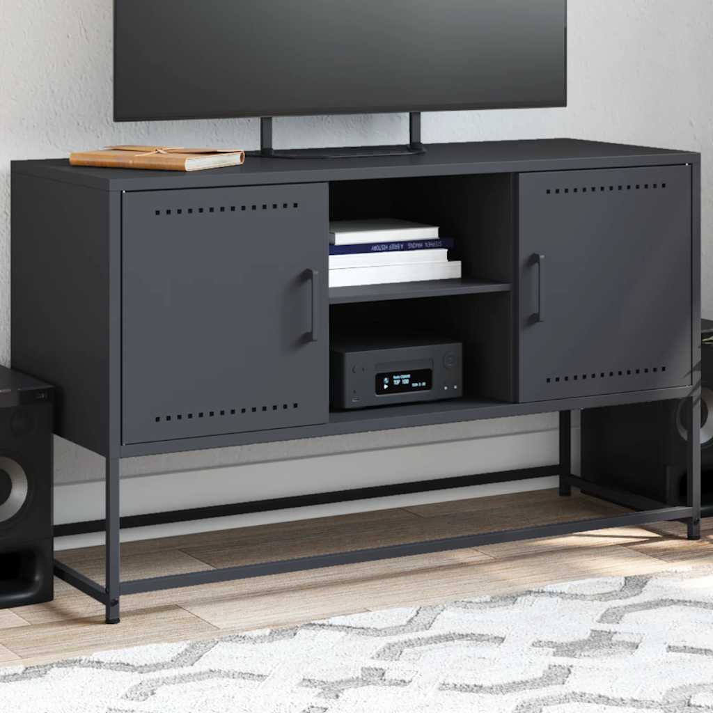 vidaXL Meuble TV anthracite 100,5x39x60,5 cm acier