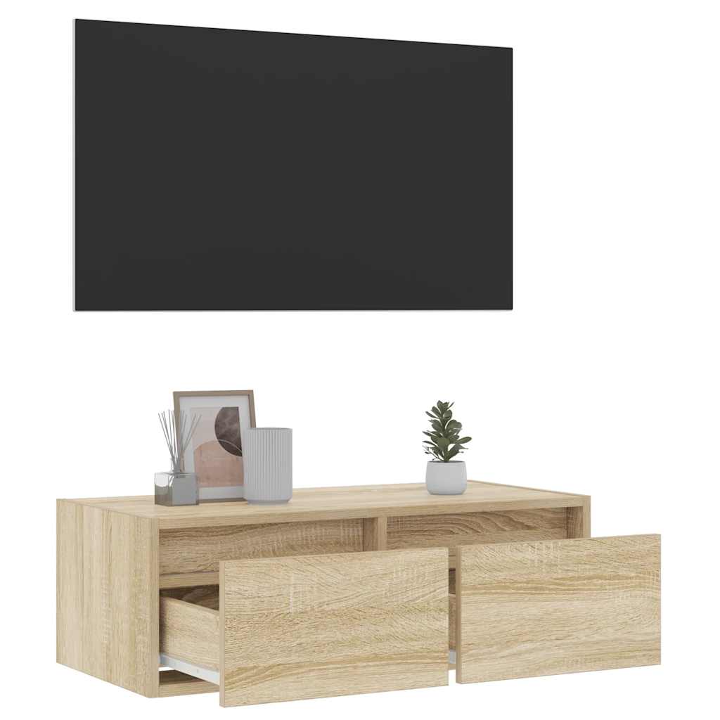 vidaXL Meuble TV avec lumières LED chêne sonoma 75x35,5x25 cm - Image 5