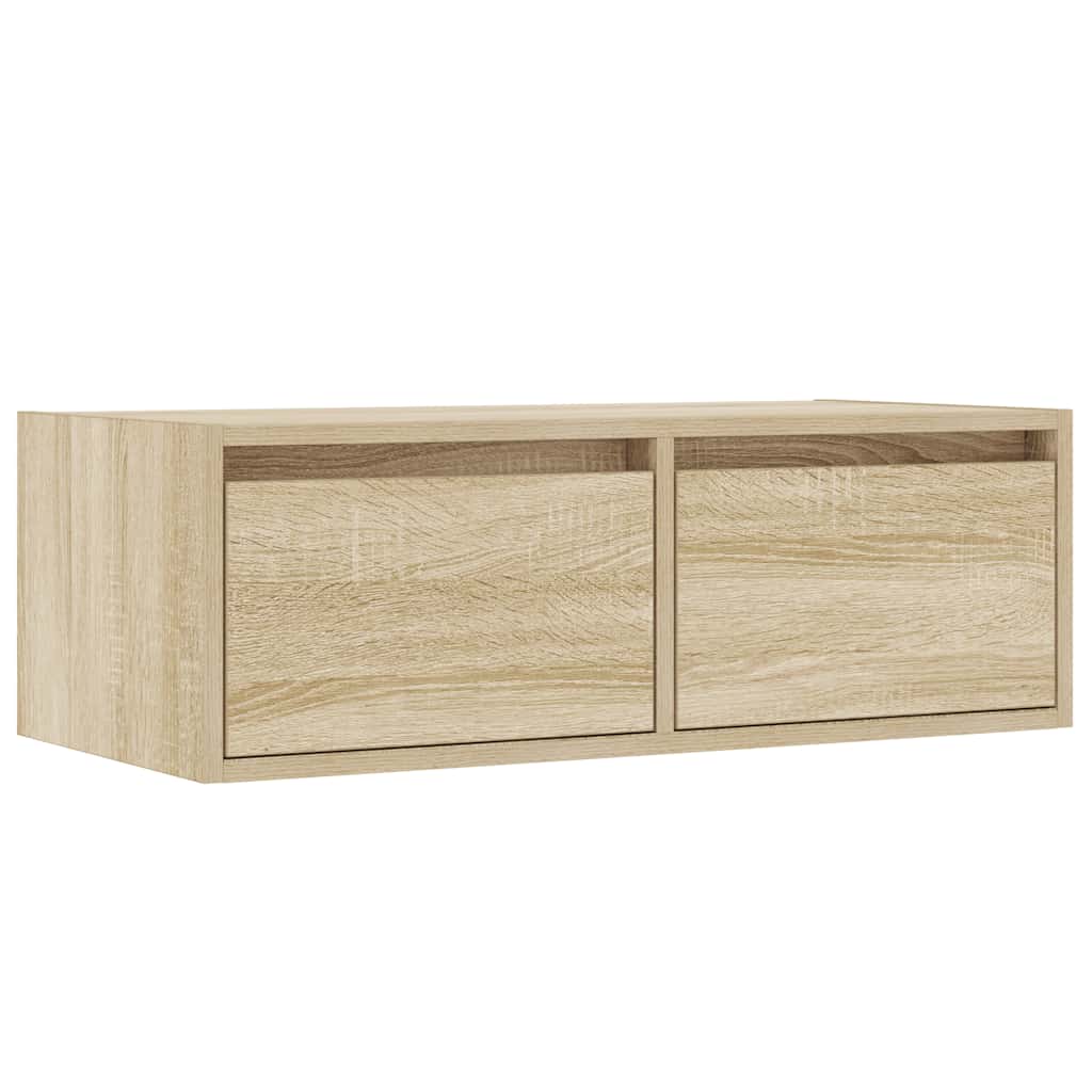 vidaXL Meuble TV avec lumières LED chêne sonoma 75x35,5x25 cm - Image 6