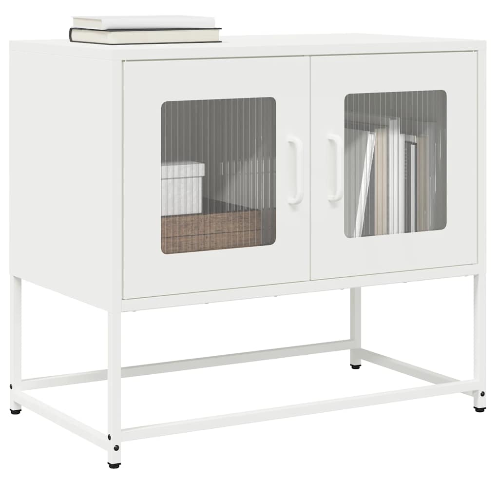 vidaXL Meuble TV blanc 68x39x60,5 cm acier laminé à froid