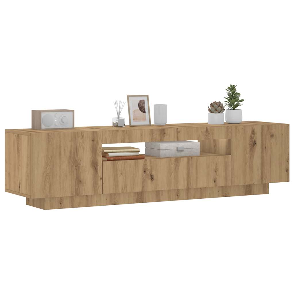 vidaXL Meuble TV avec lumières LED chêne artisanal bois d'ingénierie